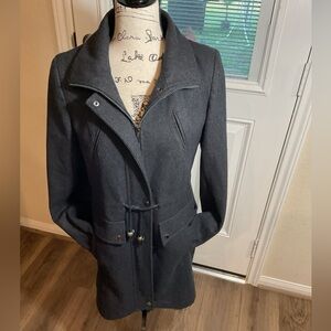 Laundry By Shelli Segal Womens Black Long Sleeve Collared Full-Zip Coat  6 READ